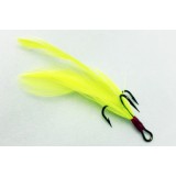 Treble Hook with 2 Chartreuse Feathers - Mustard Size 6 - Nothead