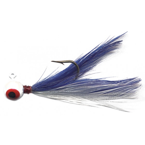 10 Tied Bucktail Dressed Treble Hooks Size 6 BLUE TINSEL FLASH / WHITE  FEATHER